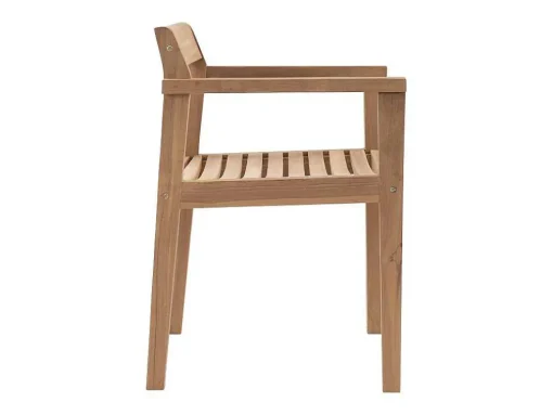 Conjunto De Jantar De Jardim Em Teca, 1 Mesa C. 200 Cm + 6 Cadeiroes, Natural Claro - Allende