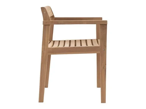 Conjunto De Jantar De Jardim Em Teca, 1 Mesa Quadrada + 8 Cadeiroes, Natural Claro - Allende