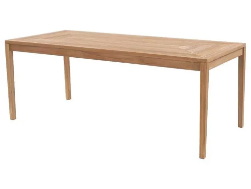 Conjunto De Jantar De Jardim Em Teca, 1 Mesa C. 200 Cm + 6 Cadeiroes, Natural Claro - Allende