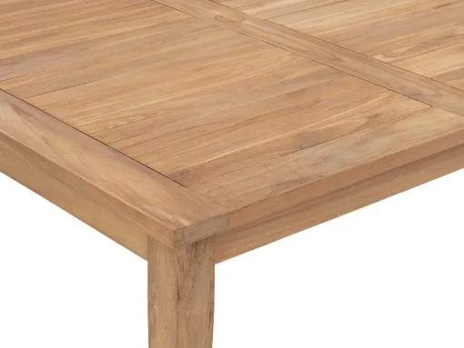 Conjunto De Jantar De Jardim Em Teca, 1 Mesa Quadrada + 8 Cadeiroes, Natural Claro - Allende