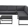 Conjunto De Jardim Em Aluminio: Mesa De Centro E Sofá De Canto Levadico, 6 Lugares - Antracite - Palaos Ii De Mylia