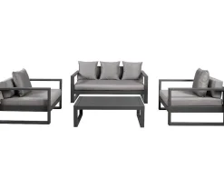 Conjunto De Jardim Em Aluminio: Um Sofá De 3 Lugares, 2 Cadeiroes E Uma Mesa De Centro - Molokai