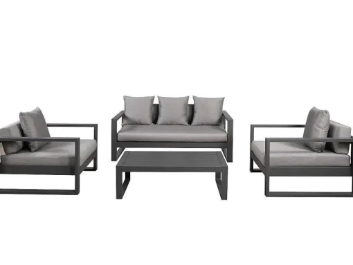 Conjunto De Jardim Em Aluminio: Um Sofá De 3 Lugares, 2 Cadeiroes E Uma Mesa De Centro - Molokai