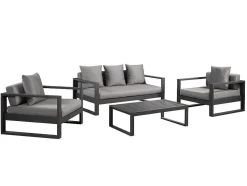 Conjunto De Jardim Em Aluminio: Um Sofá De 3 Lugares, 2 Cadeiroes E Uma Mesa De Centro - Molokai
