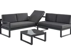 Conjunto De Jardim Em Aluminio: Mesa De Centro E Sofá De Canto Levadico, 6 Lugares - Antracite - Palaos Ii De Mylia