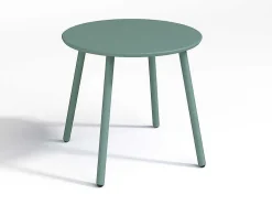 Conjunto De Jardim Em Metal, 2 Cadeiroes Baixos Empilhaveis E Uma Mesa De Apoio, Verde-Amendoa - Mirmande