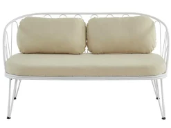 Conjunto De Jardim Em Metal, 1 Sofá De 2 Lugares, 2 Cadeiroes E Uma Mesa De Centro, Branco - Arlesan