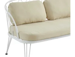 Conjunto De Jardim Em Metal, 1 Sofá De 2 Lugares, 2 Cadeiroes E Uma Mesa De Centro, Branco - Arlesan