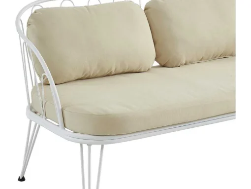 Conjunto De Jardim Em Metal, 1 Sofá De 2 Lugares, 2 Cadeiroes E Uma Mesa De Centro, Branco - Arlesan