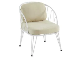 Conjunto De Jardim Em Metal, 1 Sofá De 2 Lugares, 2 Cadeiroes E Uma Mesa De Centro, Branco - Arlesan