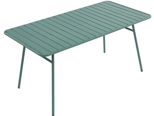 Conjunto De Jardim, Mesa E Cadeiras De Jardim Em Metal: Uma Mesa C.160 Cm Com 2 Cadeiroes Empilhaveis E 4 Cadeiras Empilhaveis Cor Verde Amendoa - Mirmande