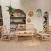 Conjunto De Mobiliário De Jardim De Acacia Goa 4 Lugares - Almofadas De Areia