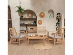 Conjunto De Mobiliário De Jardim De Acacia Goa 4 Lugares - Almofadas De Areia