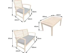 Conjunto De Mobiliário De Jardim De Acacia Goa 4 Lugares - Almofadas De Areia