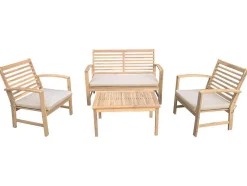 Conjunto De Mobiliário De Jardim De Acacia Goa 4 Lugares - Almofadas De Areia