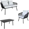 Conjunto De Moveis De Corda Ouvea Cinzento Claro Para Jardim - 4 Lugares