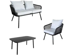Conjunto De Moveis De Corda Ouvea Cinzento Claro Para Jardim - 4 Lugares