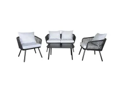 Conjunto De Moveis De Corda Ouvea Cinzento Claro Para Jardim - 4 Lugares