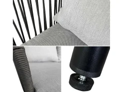 Conjunto De Moveis De Corda Ouvea Cinzento Claro Para Jardim - 4 Lugares
