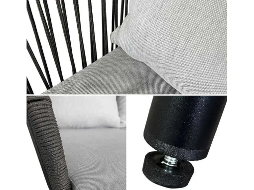 Conjunto De Moveis De Corda Ouvea Cinzento Claro Para Jardim - 4 Lugares