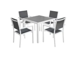 Conjunto De Moveis De Jardim Bergamo De 4 Lugares - Aluminio Branco