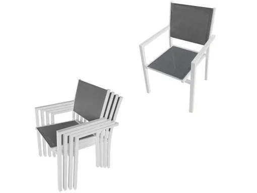 Conjunto De Moveis De Jardim Bergamo De 4 Lugares - Aluminio Branco