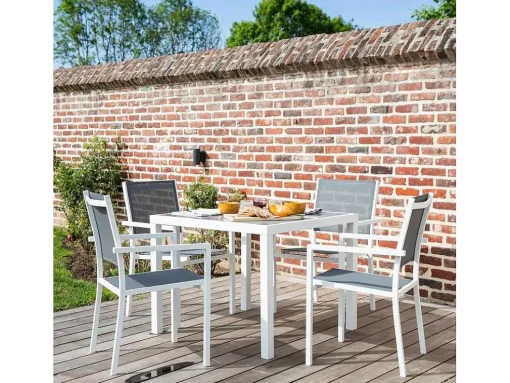 Conjunto De Moveis De Jardim Bergamo De 4 Lugares - Aluminio Branco