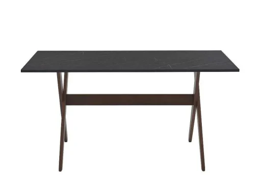 Conjunto Mesa + 6 Cadeiras Antracite, Cinzento E Natural Escuro - Serani