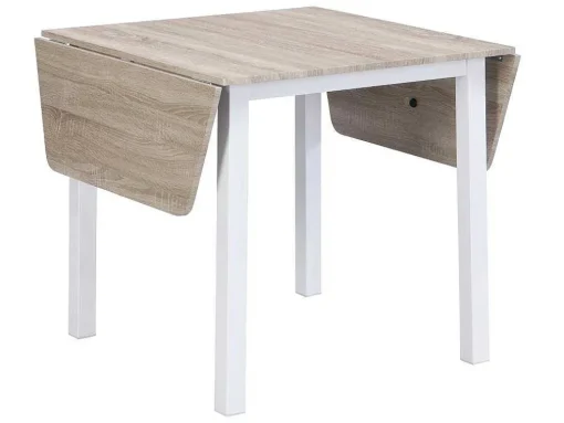 Conjunto Mesa + 4 Cadeiras Em Mdf E Metal Natural E Branco - Maewin