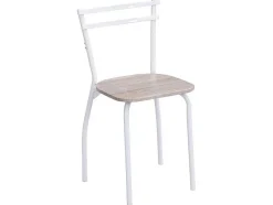 Conjunto Mesa + 4 Cadeiras Em Mdf E Metal Natural E Branco - Maewin