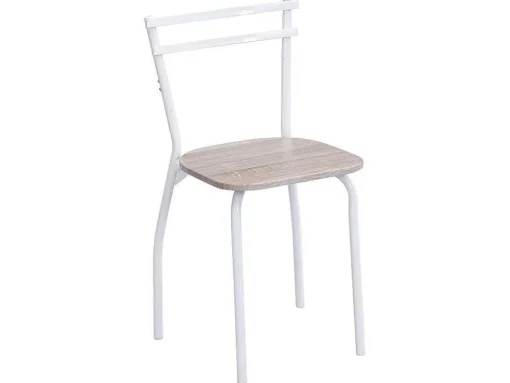 Conjunto Mesa + 4 Cadeiras Em Mdf E Metal Natural E Branco - Maewin