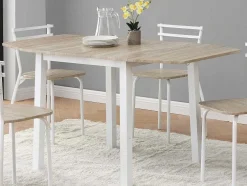 Conjunto Mesa + 4 Cadeiras Em Mdf E Metal Natural E Branco - Maewin
