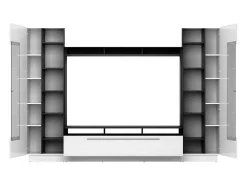Conjunto Móvel Para Tv Com Arrumação E Com Leds Em Mdf Lacado A Branco - Blake