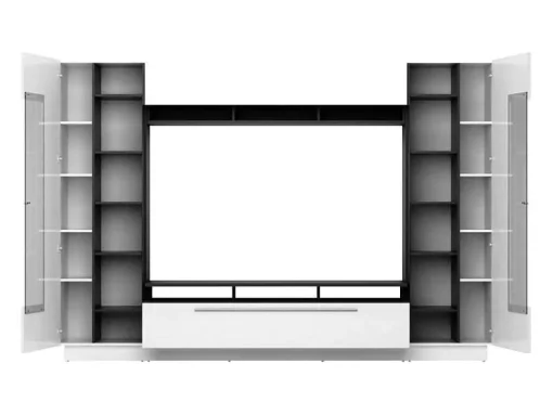 Conjunto Móvel Para Tv Com Arrumação E Com Leds Em Mdf Lacado A Branco - Blake
