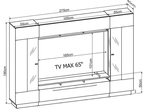 Conjunto Móvel Para Tv Com Arrumação E Com Leds Em Mdf Lacado A Branco - Blake