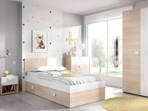 Conjunto Quarto Completo Cama 90 X 190 Cm + Mesa De Cabeceira + Guarda-Roupa - Sonia