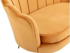 Conjunto Sofá De 2 Lugares E Poltrona Concha Em Veludo Amarelo-Mostarda Dandelion