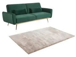 Conjunto Sofá De 3 Lugares Convertivel Clic-Clac Verde-Abeto - Launei E Tapete Taupe - Dolce