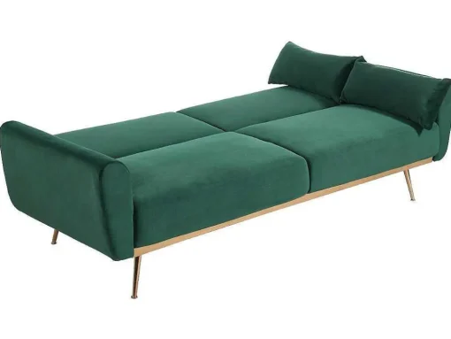 Conjunto Sofá De 3 Lugares Convertivel Clic-Clac Verde-Abeto - Launei E Tapete Taupe - Dolce