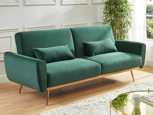 Conjunto Sofá De 3 Lugares Convertivel Clic-Clac Verde-Abeto - Launei E Tapete Taupe - Dolce