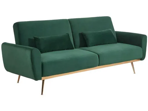 Conjunto Sofá De 3 Lugares Convertivel Clic-Clac Verde-Abeto - Launei E Tapete Taupe - Dolce