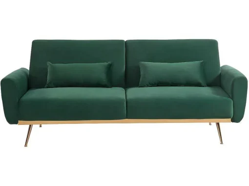 Conjunto Sofá De 3 Lugares Convertivel Clic-Clac Verde-Abeto - Launei E Tapete Taupe - Dolce