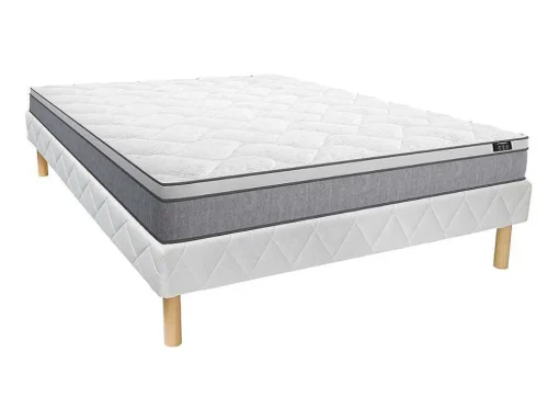 Conjunto Sommier + Colchão De Molas Ensacadas Esp. 22 Cm Serenite Da Ysmee - 160X200 Cm