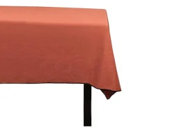 Conjunto Toalha + 4 Guardanapos De Mesa Em Linho E Algodao, Borda Preta, Terracota, 170 X 300 Cm - Borina