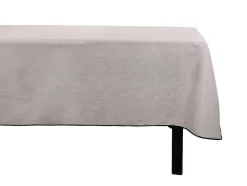 Conjunto Toalha + 4 Guardanapos De Mesa Em Linho E Algodao, Borda Preta, Taupe, 170 X 300 Cm - Borina