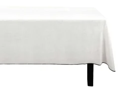 Conjunto Toalha + 4 Guardanapos De Mesa Em Linho E Algodao, Borda Preta, Branco, 170 X 300 Cm - Borina