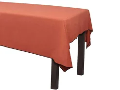 Conjunto Toalha + 4 Guardanapos De Mesa Em Linho E Algodao, Borda Preta, Terracota, 170 X 250 Cm - Borina