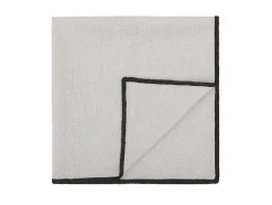 Conjunto Toalha + 4 Guardanapos De Mesa Em Linho E Algodao, Borda Preta, Taupe, 170 X 300 Cm - Borina