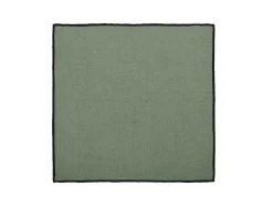 Conjunto Toalha + 4 Guardanapos De Mesa Em Linho E Algodao, Borda Preta, Caqui, 170 X 250 Cm - Borina