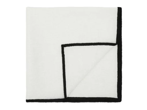 Conjunto Toalha + 4 Guardanapos De Mesa Em Linho E Algodao, Borda Preta, Branco, 170 X 300 Cm - Borina
